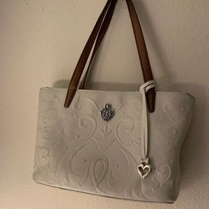 Brighton Shoulder Bag in Cream with tan leather strap